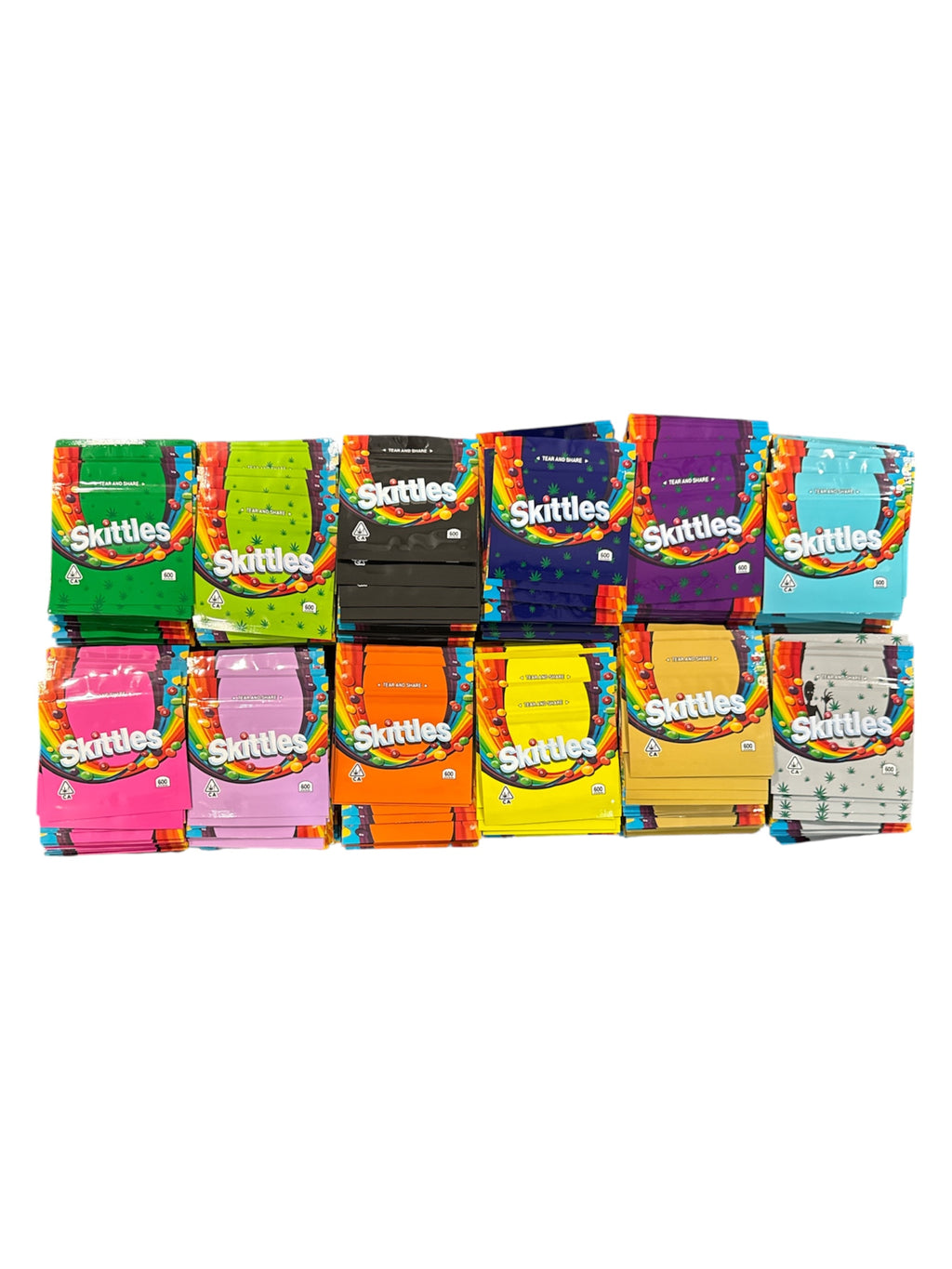 Rainbow Candy Style 3.5g Mylar Bags – 100 Pack (Multi-Color)